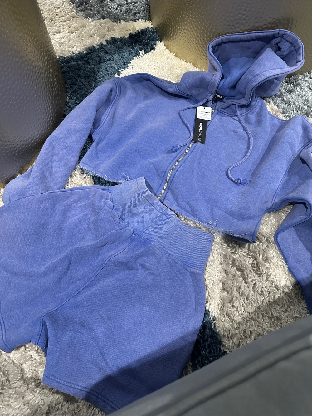 Fashion Nova On Go cropped Zip-Up Hoodie & High-Waist Shorts Set - Picture 2 of 6
